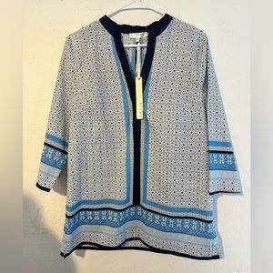 NWT size L Kenar lightweight cotton tunic in crisp shades of blue and white. 💙